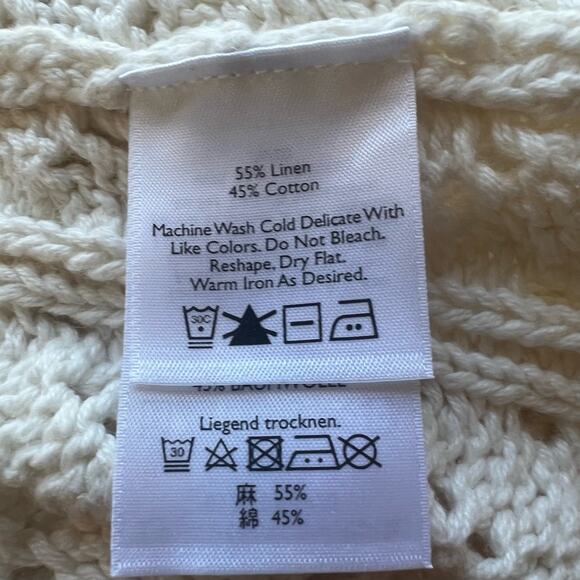 Women’s M Linen/Cotton White Lace Knit Cardigan Cottagecore Crochet Eddie Bauer - Picture 9 of 9